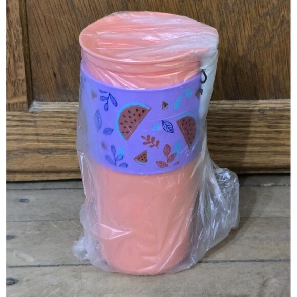 Tupperware ECO To Go Travel Cup Tumbler 16oz Orange Watermelon Sippy New - Picture 1 of 9